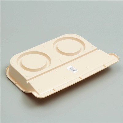 Миски с лотком «Феликс», 300 мл, 41×30×6 см, пластик, бежевый лоток, белые миски