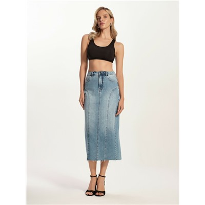 CONTE CON-804 Джинсовая юбка-midi с дугообразными вытачками