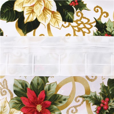 Комплект штор для кухни с подхватами «Доляна. Праздничные украшения», 2 шт., белые, 145×180 см