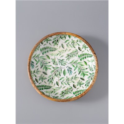 УЦЕНКА Блюдо " Оливковая ветвь" дерево манго 25х25х4,5 см