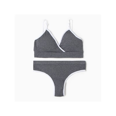 Комплект нижнего белья женский (топ, трусы) Collorista, тёмно-серый, размер 42-44