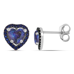 Серьги, мистик кварц синий , наносапфир, Юность