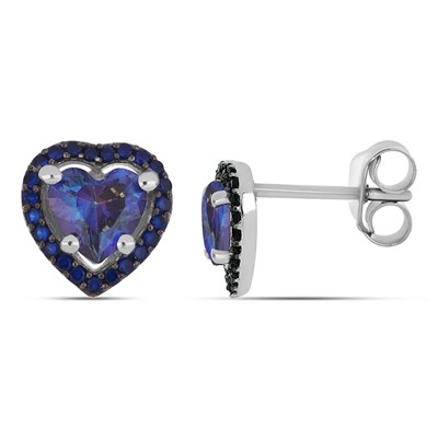 Серьги, мистик кварц синий , наносапфир, Юность