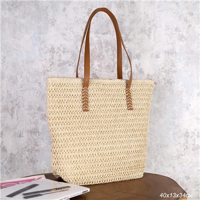 Сумка плетеная 40x33x27 / DW-14 /уп 80/бежевая