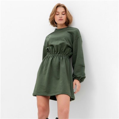 Платье с кулиской женское MINAKU: Casual Collection, хаки, размер 46