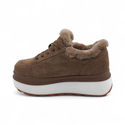 Ботинки из натуральной кожи на меху MD0123-1 бежевые