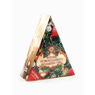 Чай новогодний чёрный «Время волшебства», с лимоном, в коробке-ёлке, 100 г