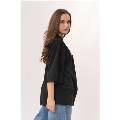 Футболка с принтом черная женская