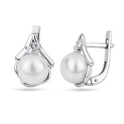 Серьги из серебра жемчуг, см032