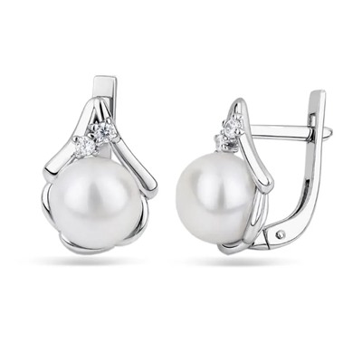 Серьги из серебра жемчуг, см032