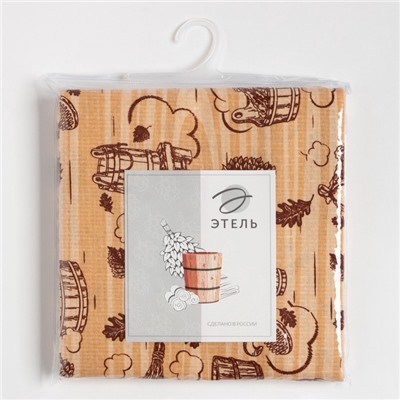 Простыня вафельная для бани «Банька» 145×180 см, 100% хлопок, бежевая