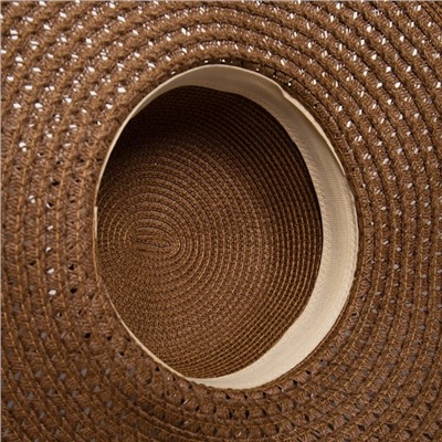 Шляпа женская MINAKU плетёная, коричневая, размер 58