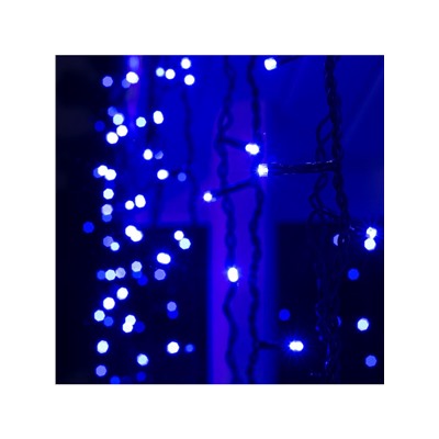 Гирлянда «Бахрома» 3×0.9 м, IP44, УМС, тёмная нить, 232 LED, свечение синее, 220 В