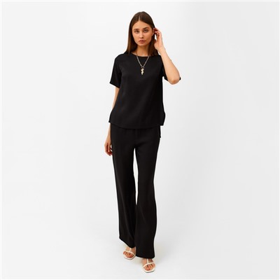 Костюм женский (футболка, брюки) MINAKU: Enjoy, размер 42, чёрный