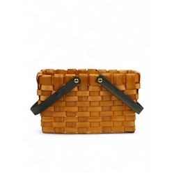 Корзина плетёная для хранения, 28×23×16 см, ручка h=15 см, деревянная, коричневая, Greengo