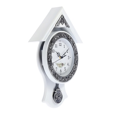 УЦЕНКА Часы настенные, серия: Маятник, «Белый домик», дискретный ход, 40×29 см, d=16 см