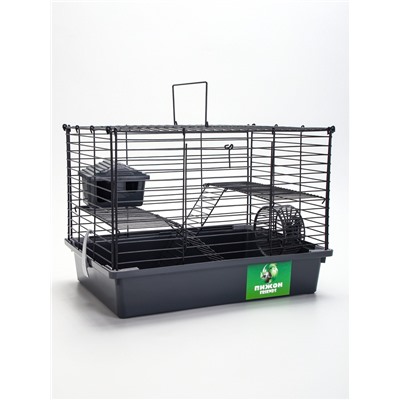 Клетка для грызунов «Пижон», 38×27×27 см, складная, домик, миска, колесо, серая