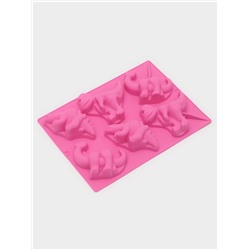 Форма для выпечки Доляна «Животные.Динозавры», силикон, 29×21 см, 6 ячеек (10.4×7.2 см), розовая