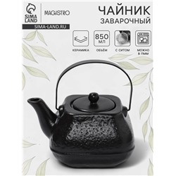 Чайник заварочный Magistro Black Swan, с ситом, 850 мл, керамика, чёрный