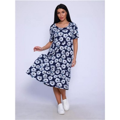 Платье женское П012 (Темно-синий, белый)