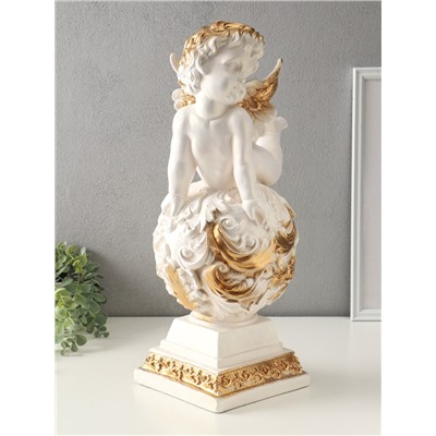 Фигура гипс «Ангел на шаре», 50×20×25 см, белый с золотом