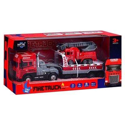 Машина "Перевозчик пожарной техники" (свет,звук) в коробке