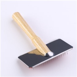 Пуходерка Wood средняя без капель, деревянная ручка, 9×12 см