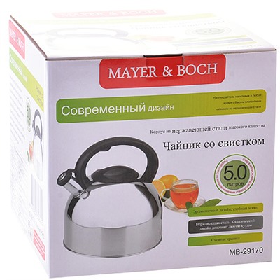 29170 Чайник 5л со свистком нерж MB (х12)
