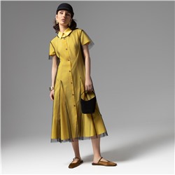 Платье-рубашка многослойное, Стильное самообладание (желтое, 2 в 1)