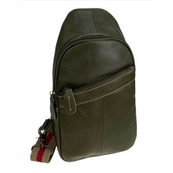 Сумка мужская через плечо из натуральной кожи, цвет зеленый