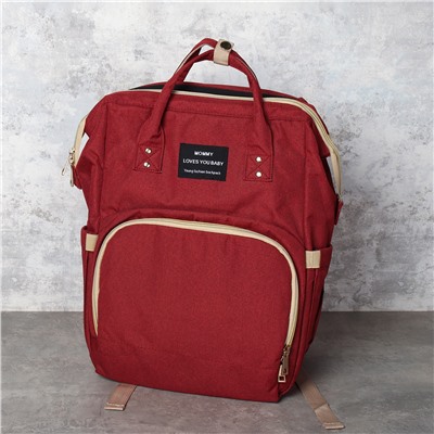 Рюкзак женский для мам, сумка на коляску для прогулок 31х20х40 см бордовая / MX-2 /трансформер