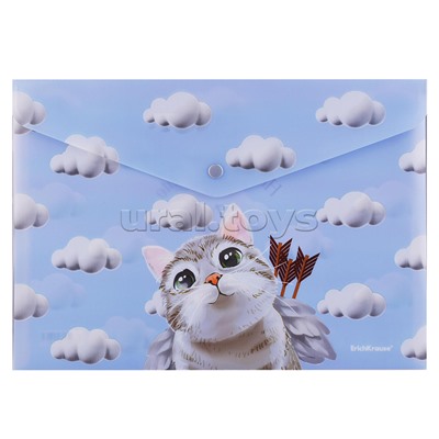 Набор из 4 папок-конвертов пластиковых Cupids, A4, ассорти