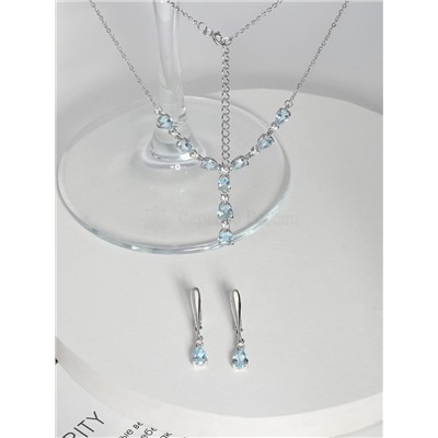 Браслет из серебра с натуральным SKY топазом и фианитами родированный 925 пробы 6-005р402