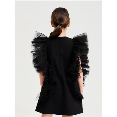 Платье нарядное для девочки MINAKU: PartyDress, прямое, рост 110-116 см, чёрное