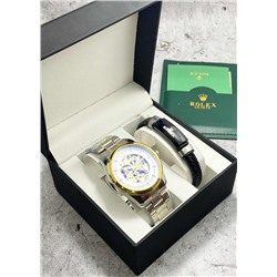 Подарочный набор для мужчины часы и браслет + коробка #22853430