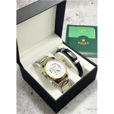 Подарочный набор для мужчины часы и браслет + коробка #22853430