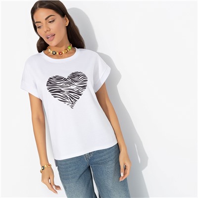 Футболка со спущенным плечом, Оттенок настроения (heart)