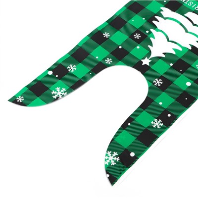 Пакет полиэтиленовый подарочный новогодний, с ушками «Клетка зелёная», МИКС, 13×23 см