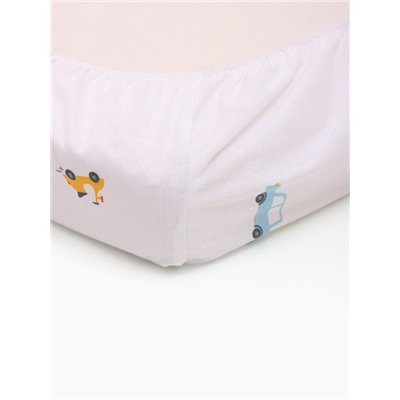 Простыня на резинке ясельная «Крошка Я. Машинки», 60×120+20 см, бязь