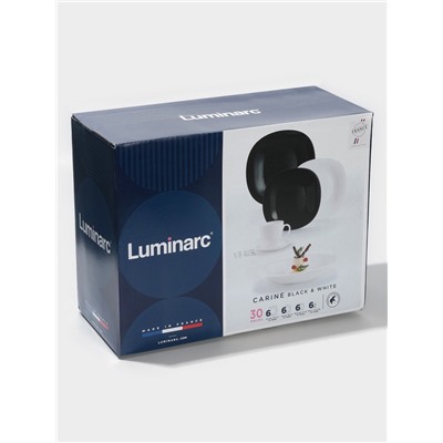Сервиз столовый Luminarc Carine White&Black, 30 предметов, стеклокерамика, белый, чёрный
