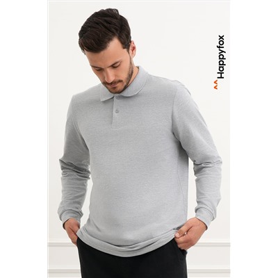 Мужской базовый лонгслив-поло Happyfox