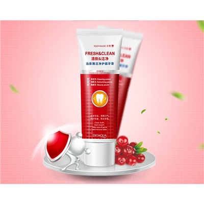 Зубная паста отбеливающая с мятой со вкусом клюквы Bioaqua
