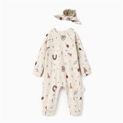 Комбинезон детский с повязкой «Крошка Я. Новогодние игрушки», рост 86-92 см