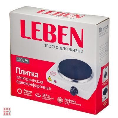 LEBEN Плитка электрическая одноконфорочная 1000Вт нагр. эл. диск d15,5см