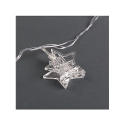 Гирлянда «Нить» 4.5 м с насадками «Прищепки-звёзды», IP20, прозрачная нить, 20 LED, свечение мульти (RG/RB), мигание, 220 В