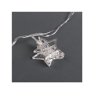 Гирлянда «Нить» 4.5 м с насадками «Прищепки-звёзды», IP20, прозрачная нить, 20 LED, свечение мульти (RG/RB), мигание, 220 В