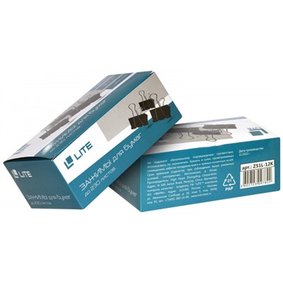 Зажим для бумаг 51 мм черный Z51L-12K LITE