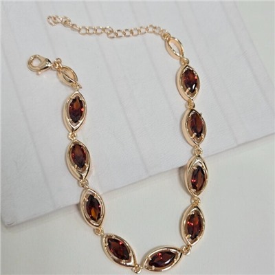 Браслет на руку ювелирная бижутерия коллекция "Дубай", вставка: фианиты, цвет: красный, арт.414.093