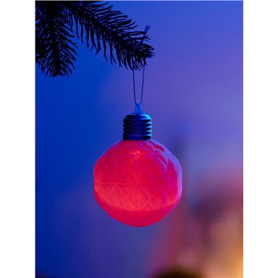 Елочный шар «Бархатный узор» 8 см, 1 LED, от батареек LR44×3, свечение тёплое белое