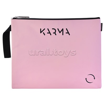 Папка для тетрадей "Karma" A4 (34x25x1см) на молнии сверху, матовая антивандальная искусственная кожа до -40C, аппликация из искусственной кожи, с подкладом